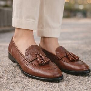 J.Crew Women's SZ 10.5 Crackled Leather Academy Loafers With Tassels NWOB